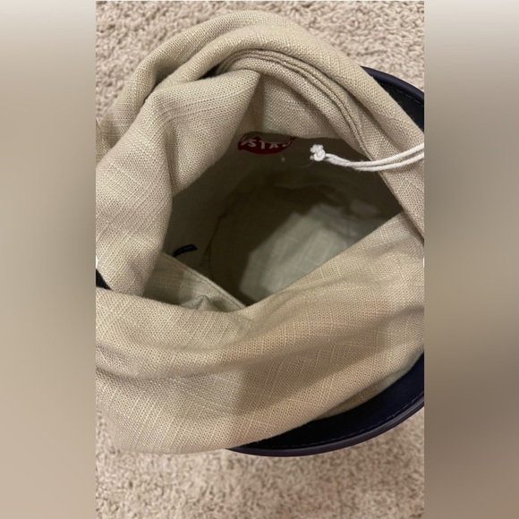 STAUD BRITT LEATHER AND CANVAS BUCKET WOMEN BAG IN NAVY MULTI NWT - Picture 12 of 12